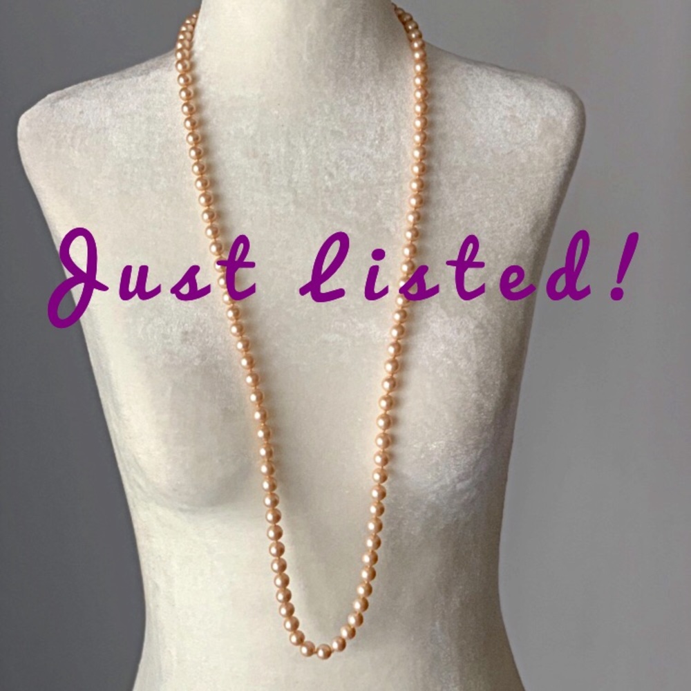 Classic Pink Pearl Strand Necklace 37 1/2” long